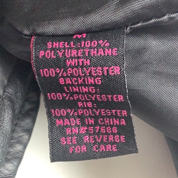 Neu Look Black Faux Leather Cropped Knit Sleeves Motorcycle Jacket Sz M - Picture 12 of 12